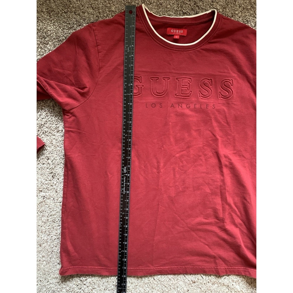 GUESS Sweatshirt Men's Size XL Red Crew Neck Pullover - Picture 7 of 8
